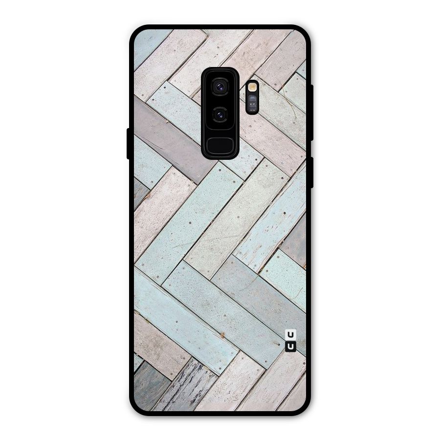 Wooden ZigZag Design Metal Back Case for Galaxy S9 Plus