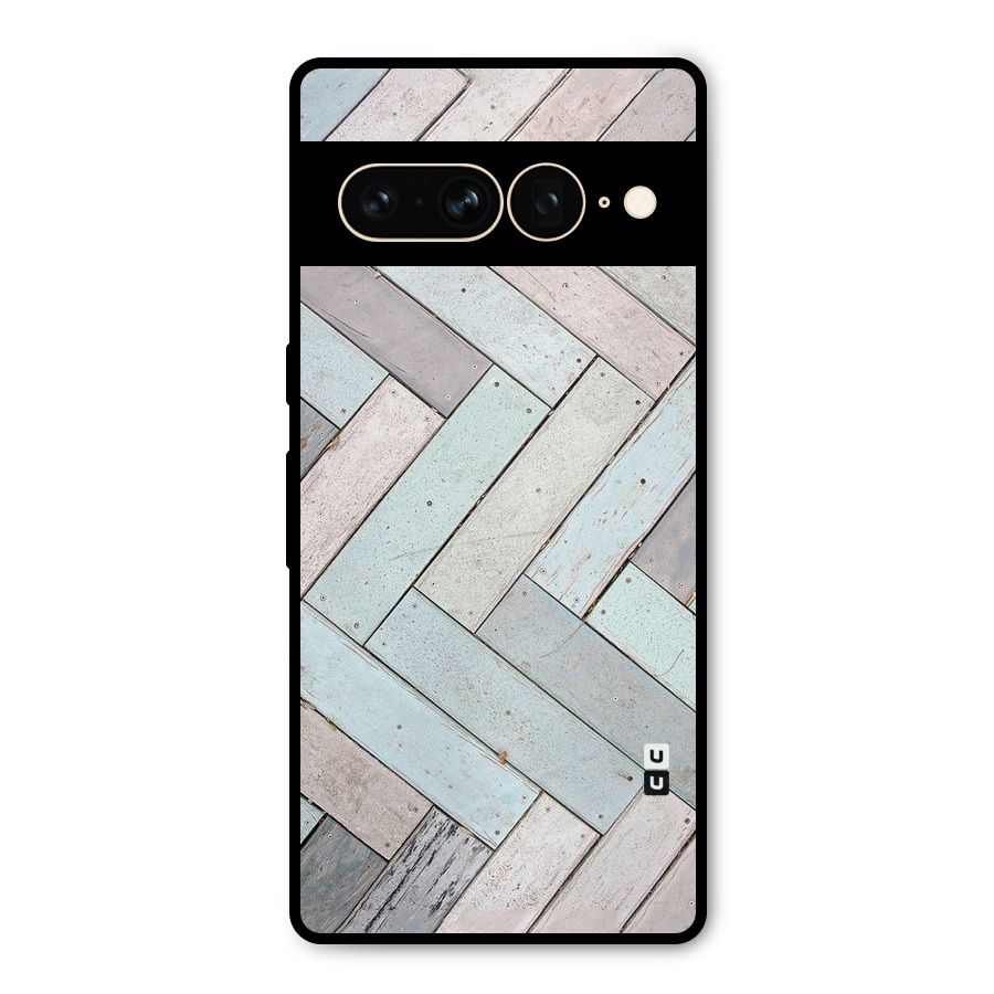 Wooden ZigZag Design Metal Back Case for Google Pixel 7 Pro