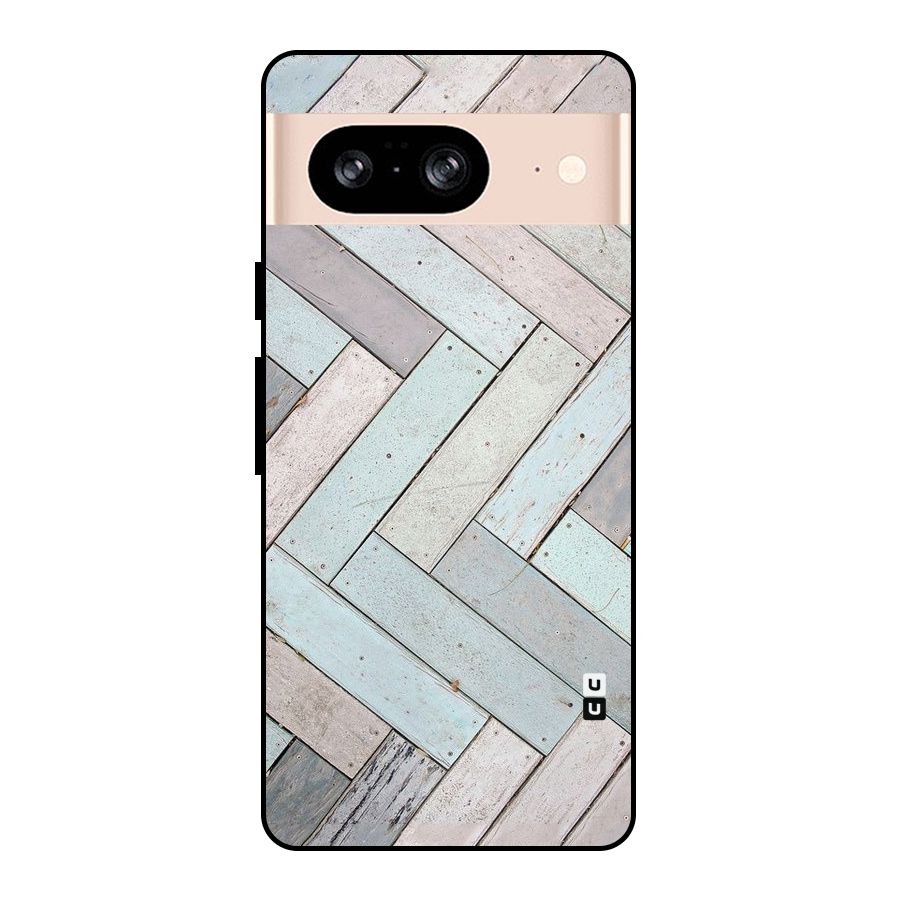 Wooden ZigZag Design Metal Back Case for Google Pixel 8