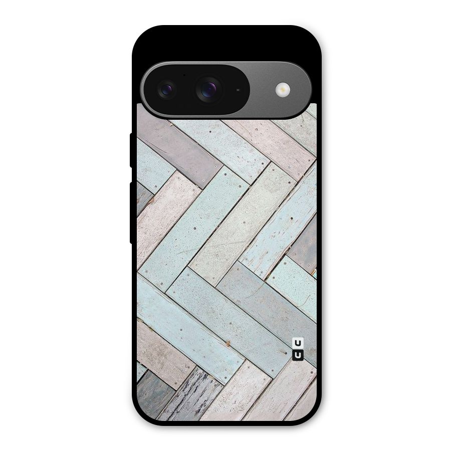 Wooden ZigZag Design Metal Back Case for Google Pixel 9