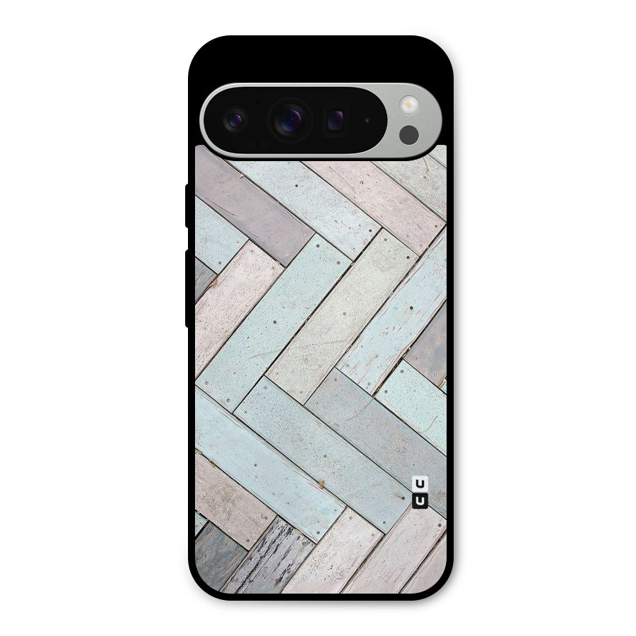 Wooden ZigZag Design Metal Back Case for Google Pixel 9 Pro XL
