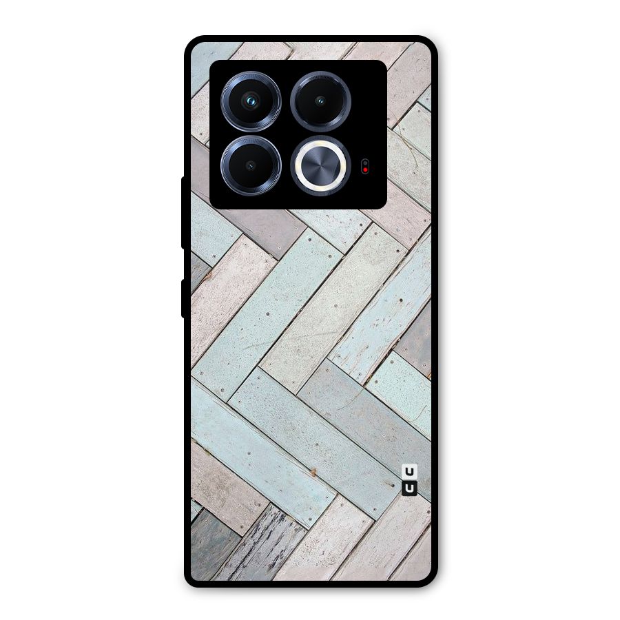 Wooden ZigZag Design Metal Back Case for Infinix Note 40 5G