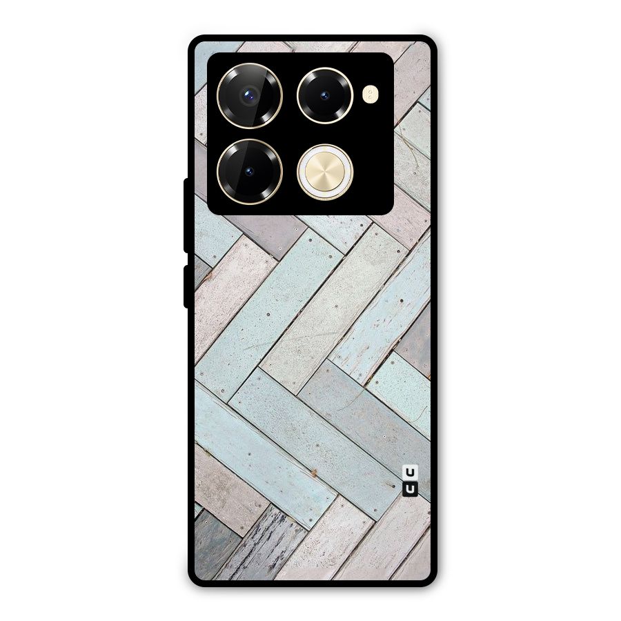Wooden ZigZag Design Metal Back Case for Infinix Note 40 Pro Plus