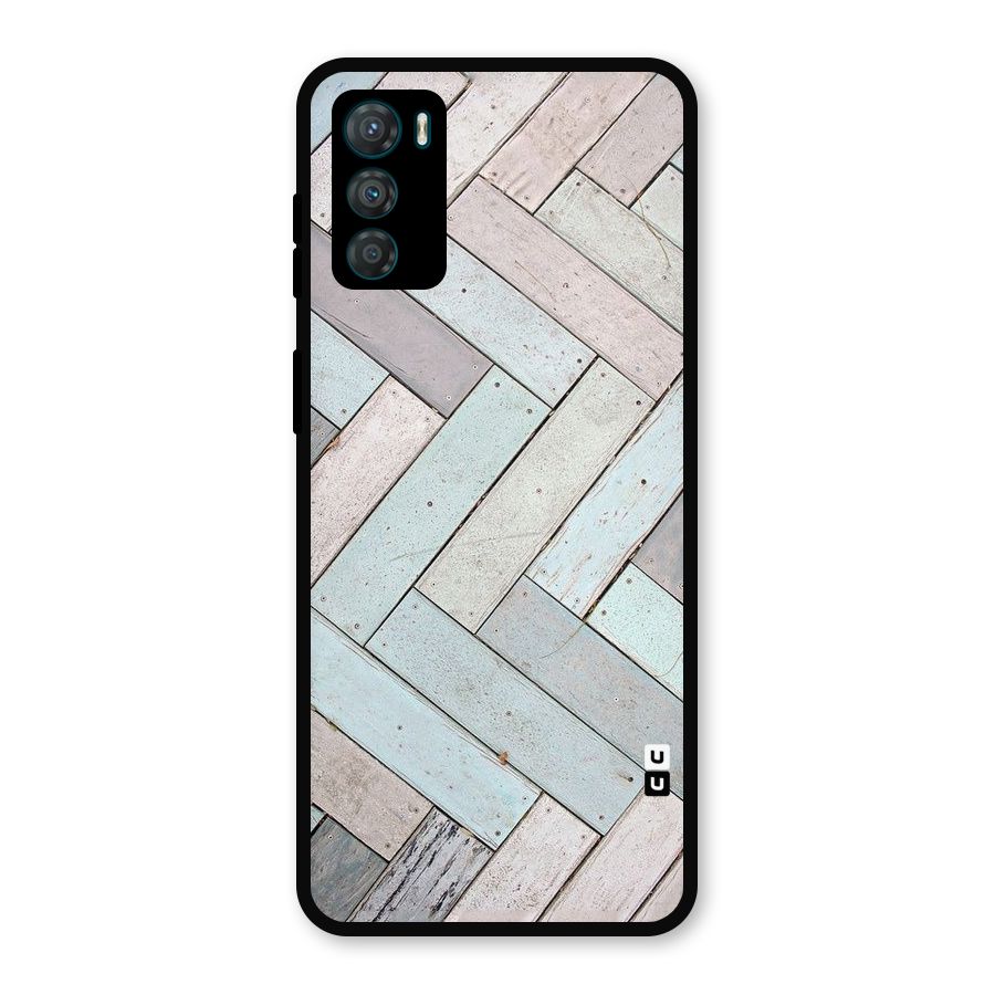 Wooden ZigZag Design Metal Back Case for Moto G42