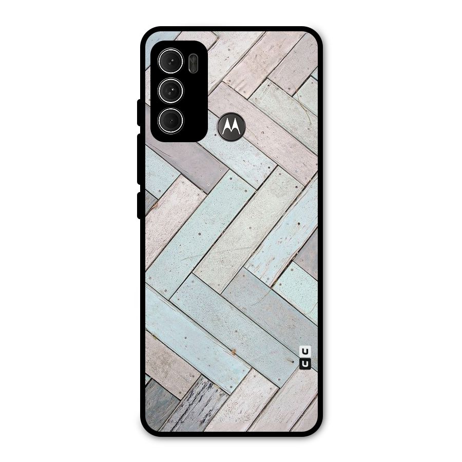 Wooden ZigZag Design Metal Back Case for Moto G60