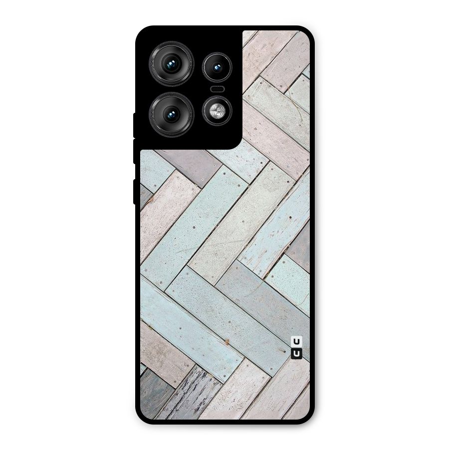 Wooden ZigZag Design Metal Back Case for Motorola Edge 50 Pro