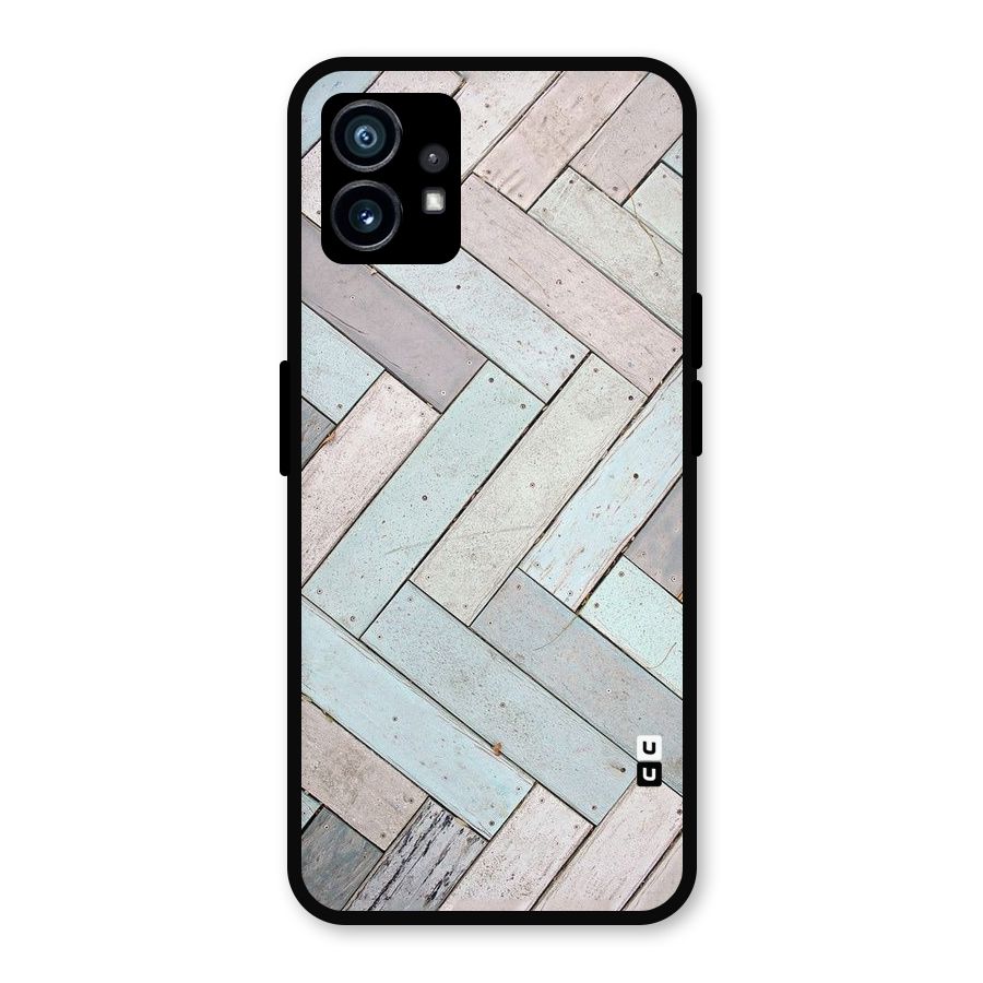 Wooden ZigZag Design Metal Back Case for Nothing Phone 1