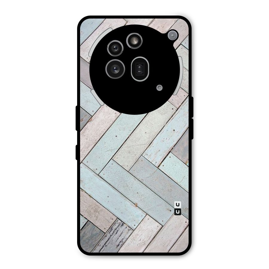 Wooden ZigZag Design Metal Back Case for Nothing Phone 3a Pro