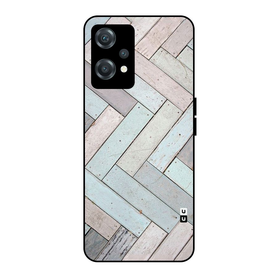 Wooden ZigZag Design Metal Back Case for OnePlus Nord CE 2 Lite 5G