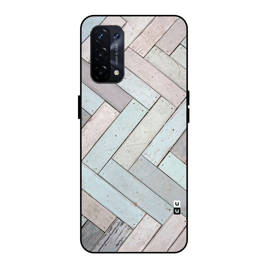 Wooden ZigZag Design Metal Back Case for Oppo A74 5G