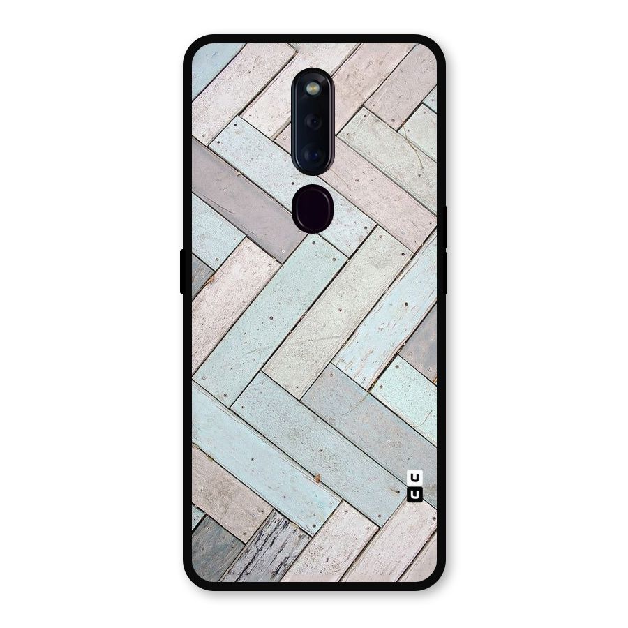 Wooden ZigZag Design Metal Back Case for Oppo F11 Pro