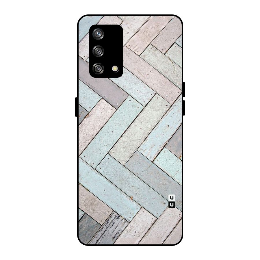 Wooden ZigZag Design Metal Back Case for Oppo F19