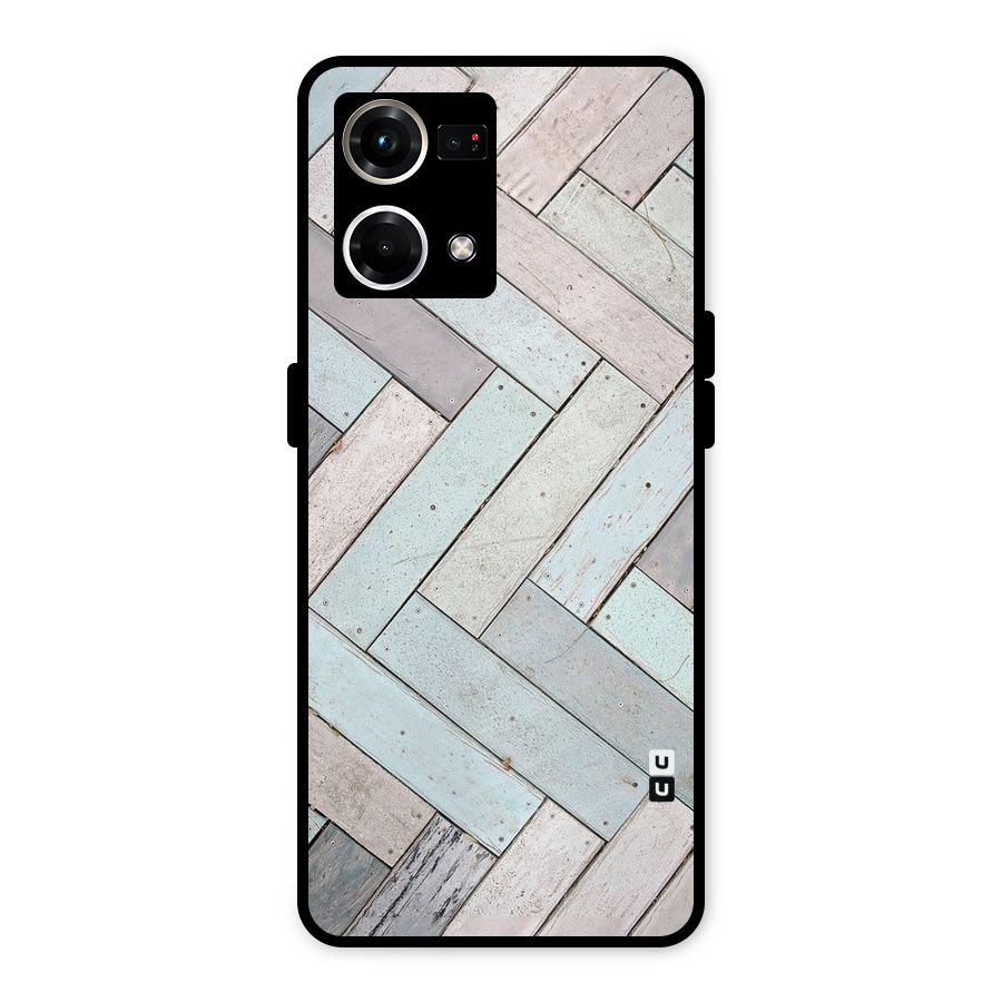 Wooden ZigZag Design Metal Back Case for Oppo F21s Pro 4G