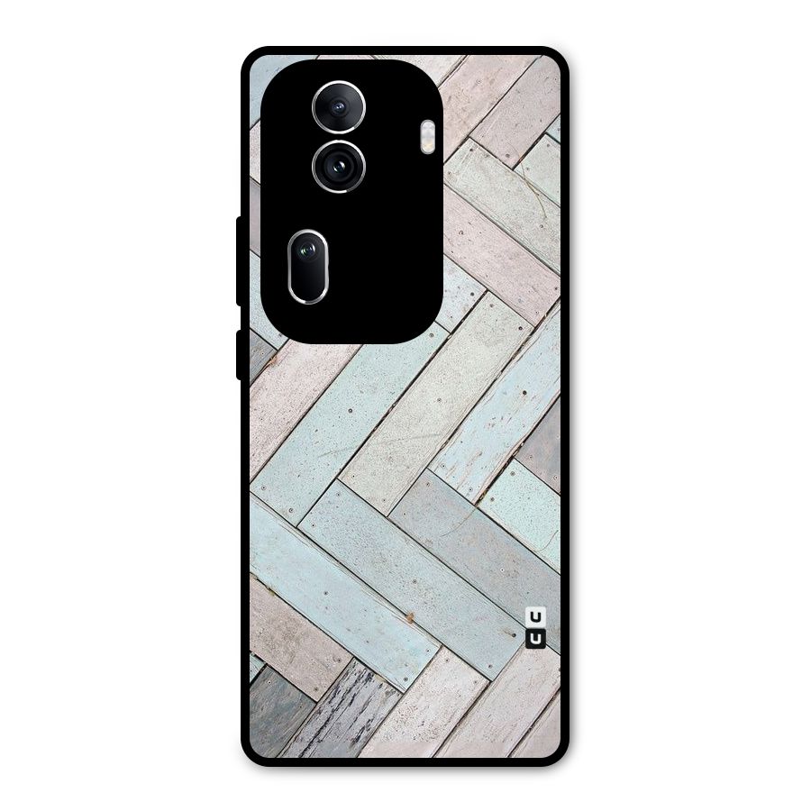 Wooden ZigZag Design Metal Back Case for Oppo Reno11 Pro 5G