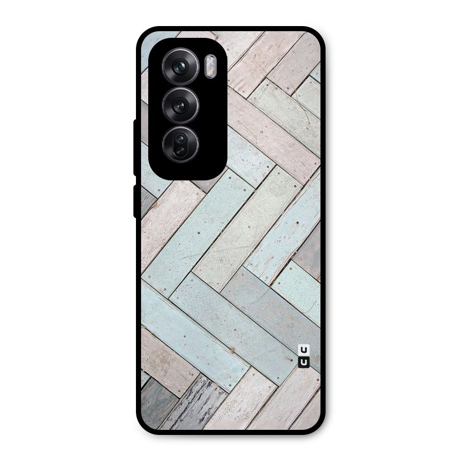 Wooden ZigZag Design Metal Back Case for Oppo Reno12 Pro