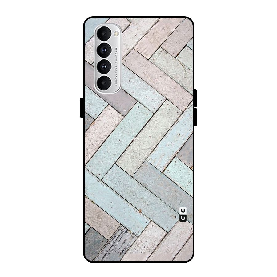 Wooden ZigZag Design Metal Back Case for Oppo Reno4 Pro