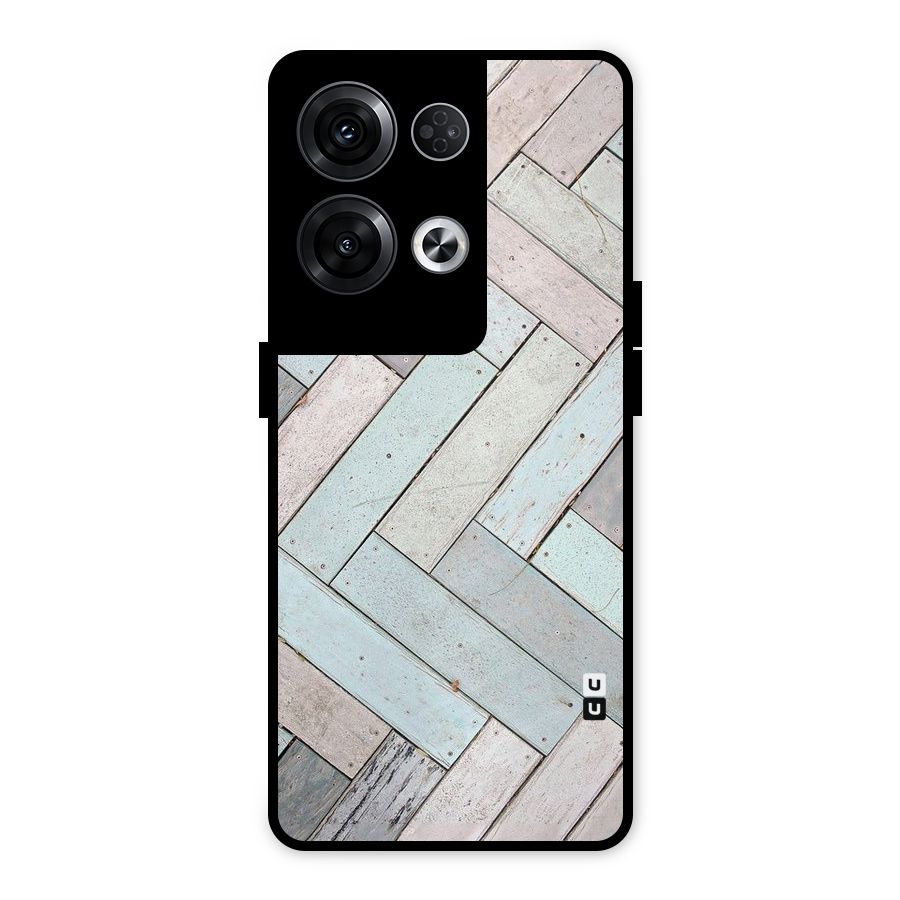 Wooden ZigZag Design Metal Back Case for Oppo Reno8 Pro 5G