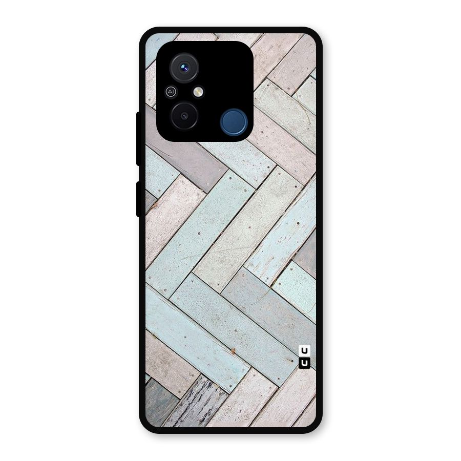 Wooden ZigZag Design Metal Back Case for Poco C55