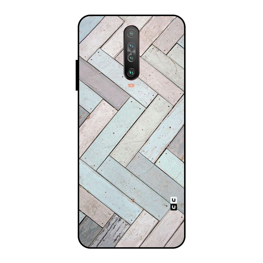 Wooden ZigZag Design Metal Back Case for Poco X2