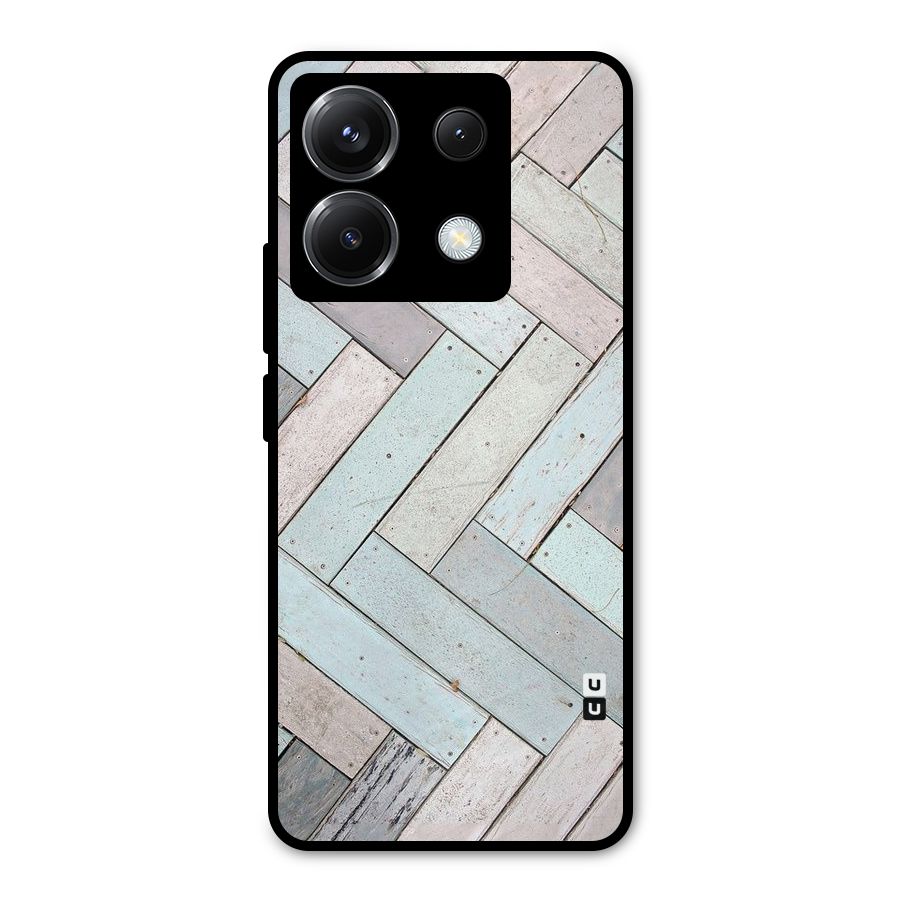 Wooden ZigZag Design Metal Back Case for Poco X6