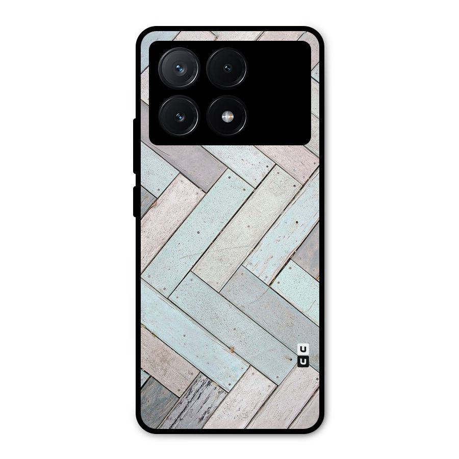 Wooden ZigZag Design Metal Back Case for Poco X6 Pro