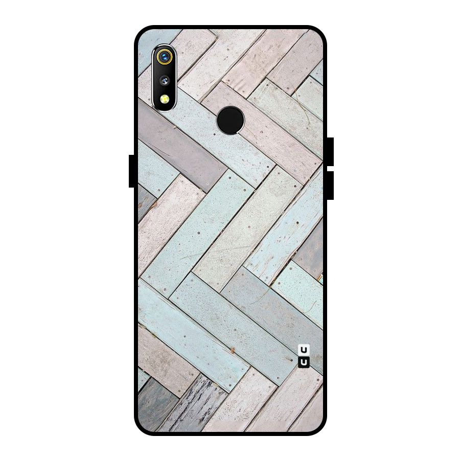 Wooden ZigZag Design Metal Back Case for Realme 3i
