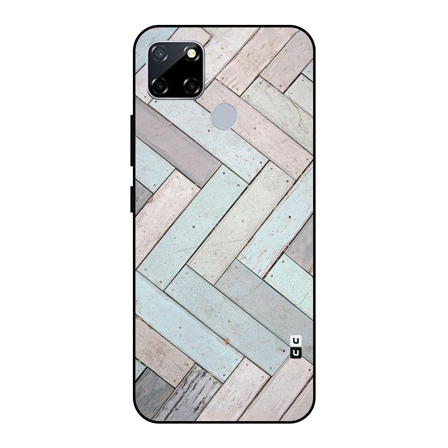Wooden ZigZag Design Metal Back Case for Realme Narzo 20