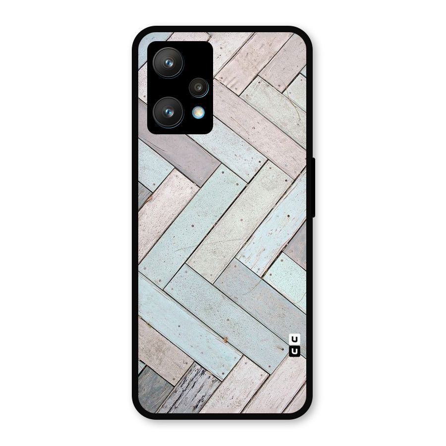 Wooden ZigZag Design Metal Back Case for Realme Narzo 50 Pro