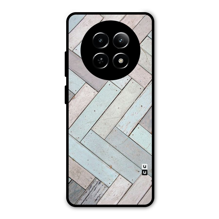 Wooden ZigZag Design Metal Back Case for Realme Narzo N65
