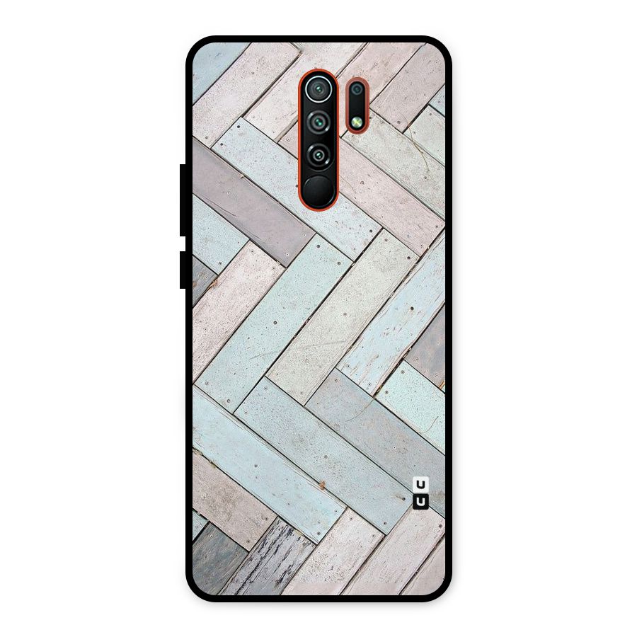 Wooden ZigZag Design Metal Back Case for Redmi 9 Prime