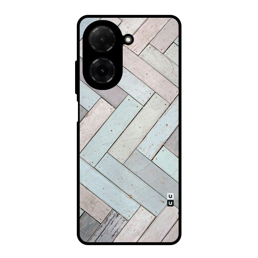 Wooden ZigZag Design Metal Back Case for Redmi A5 4G