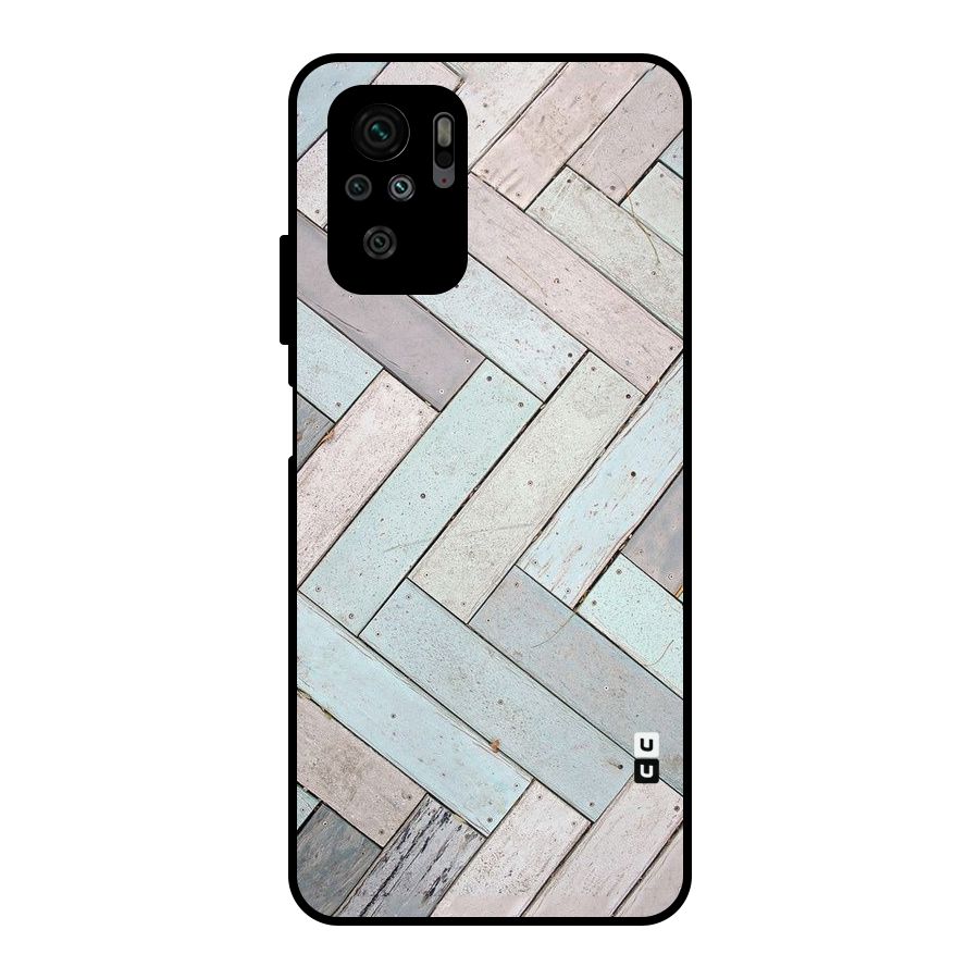 Wooden ZigZag Design Metal Back Case for Redmi Note 10S