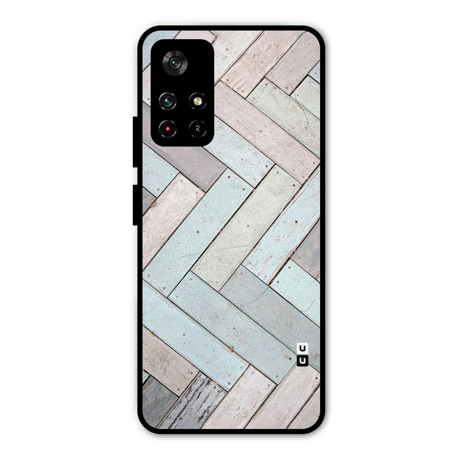 Wooden ZigZag Design Metal Back Case for Redmi Note 11T 5G
