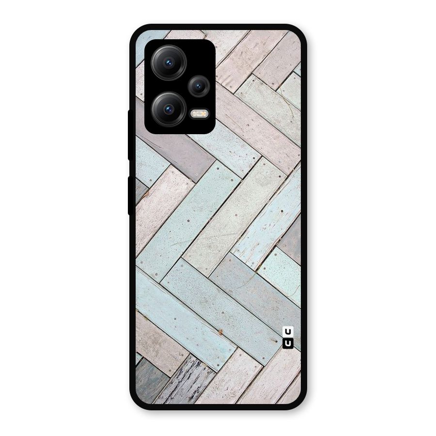 Wooden ZigZag Design Metal Back Case for Redmi Note 12 5G