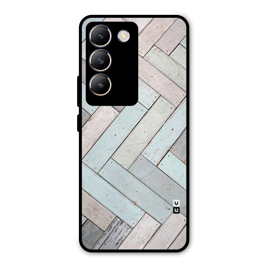 Wooden ZigZag Design Metal Back Case for Vivo T3 5G