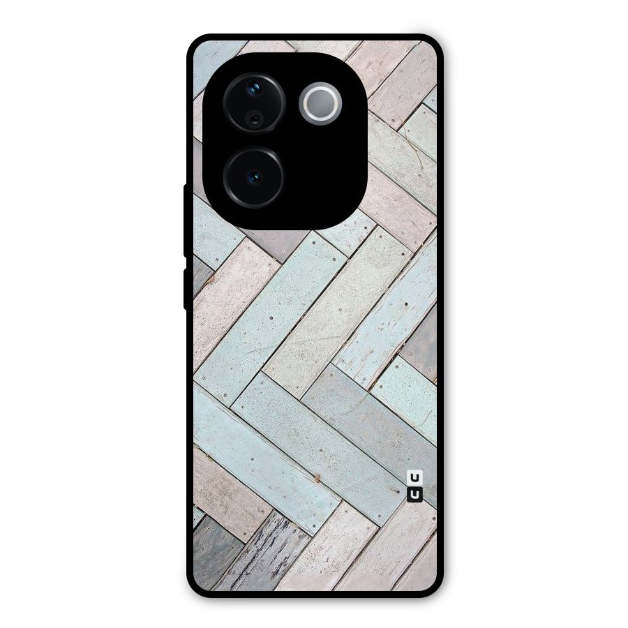 Wooden ZigZag Design Metal Back Case for Vivo T3 Pro