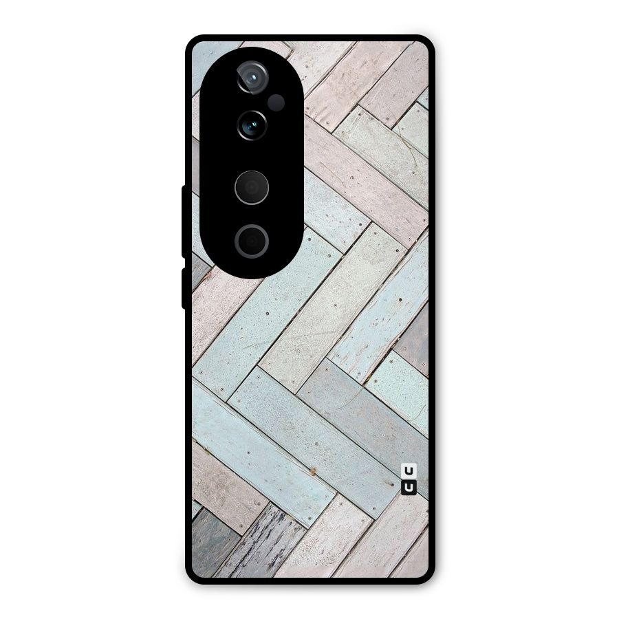 Wooden ZigZag Design Metal Back Case for Vivo T3 Ultra