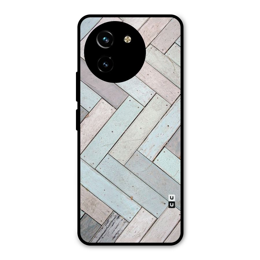 Wooden ZigZag Design Metal Back Case for Vivo T3x