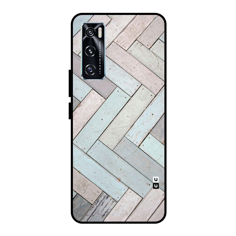 Wooden ZigZag Design Metal Back Case for Vivo V20 SE