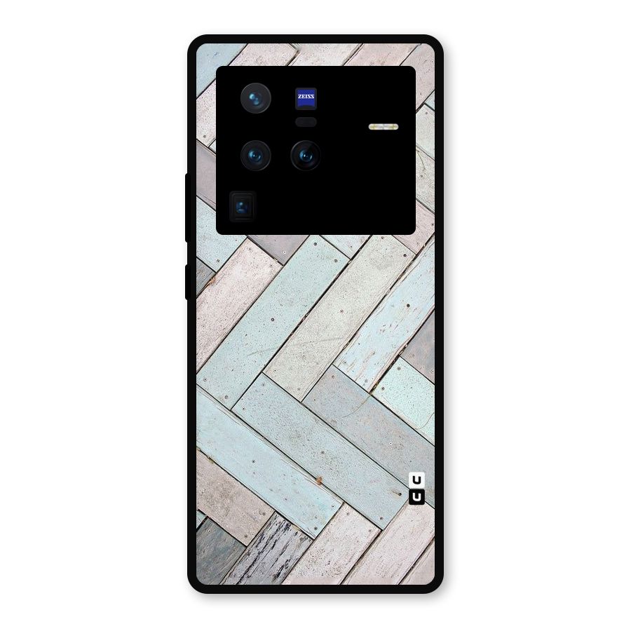 Wooden ZigZag Design Metal Back Case for Vivo X80 Pro
