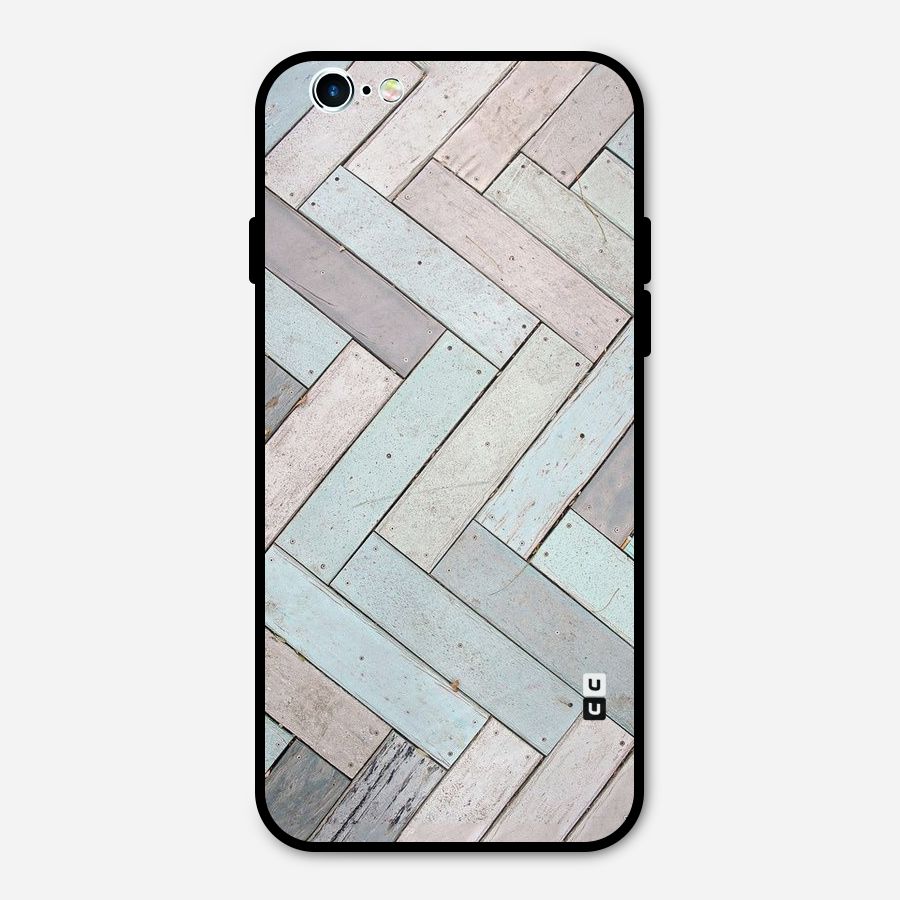 Wooden ZigZag Design Metal Back Case for iPhone 6 6s