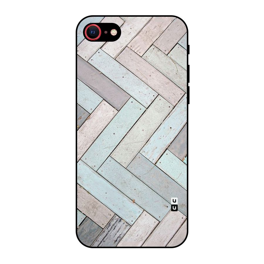 Wooden ZigZag Design Metal Back Case for iPhone 7
