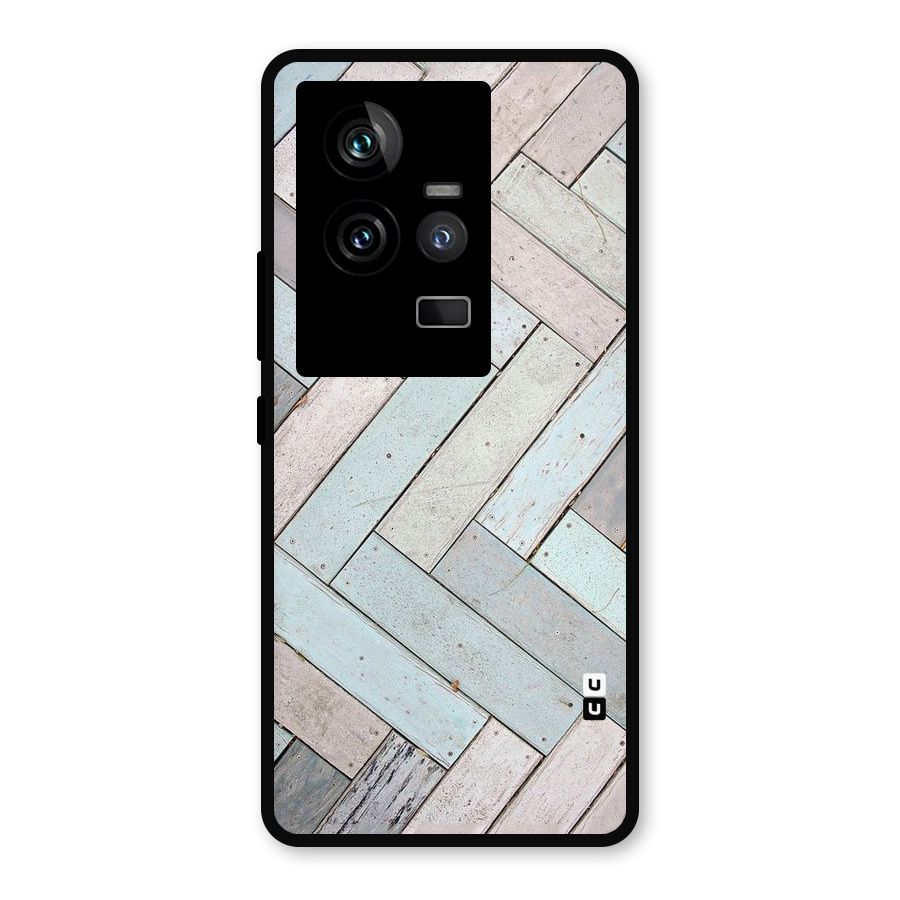 Wooden ZigZag Design Metal Back Case for iQOO 11 5G