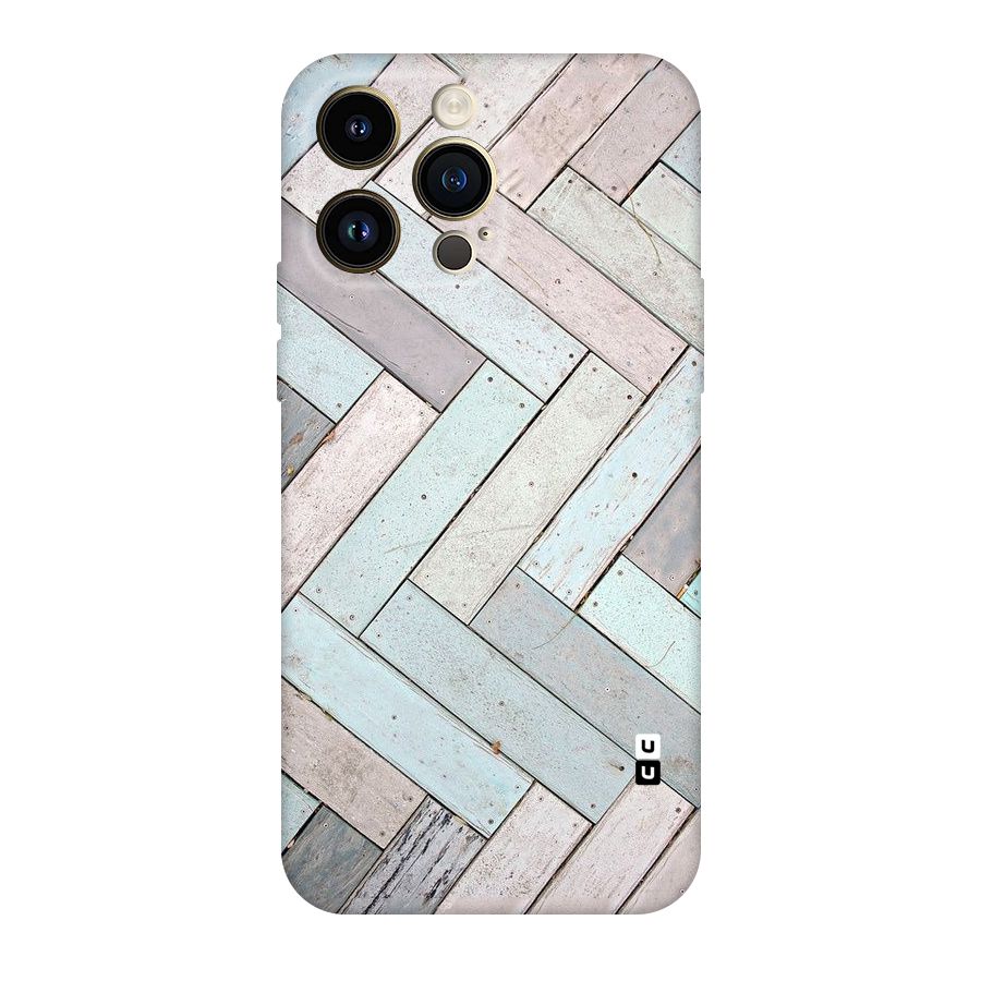 Wooden ZigZag Design Original Polycarbonate Back Case for iPhone 14 Pro Max