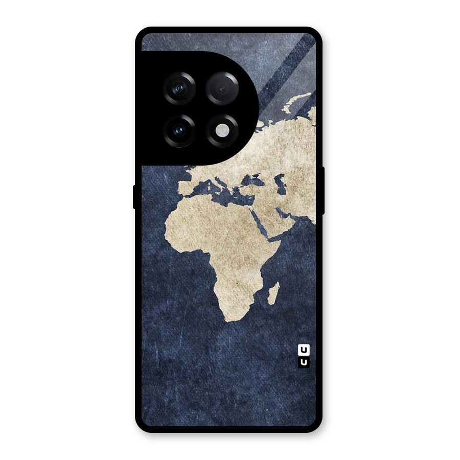 World Map Blue Gold Glass Back Case for OnePlus 11R