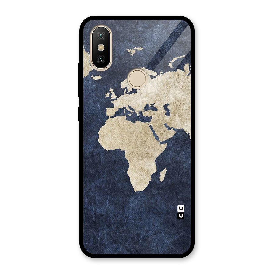 World Map Blue Gold Glass Back Case for Redmi A2