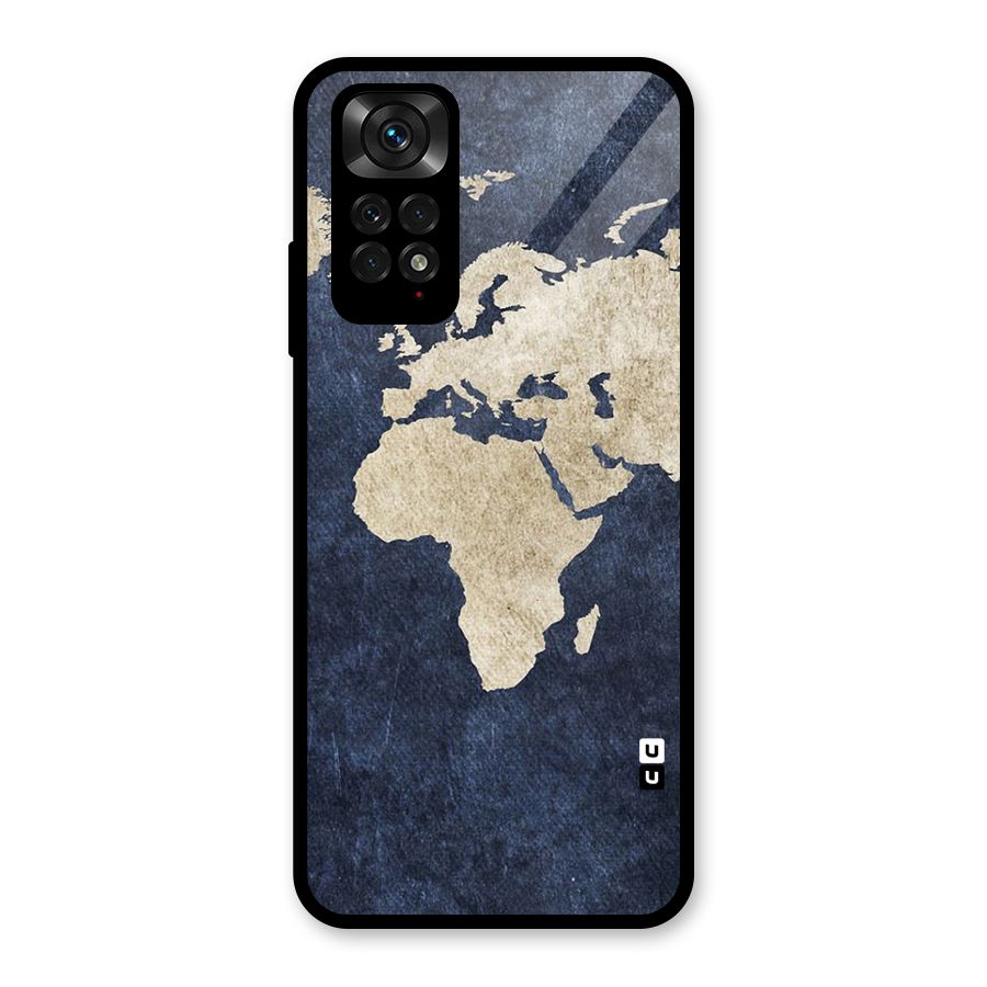 World Map Blue Gold Glass Back Case for Redmi Note 11S