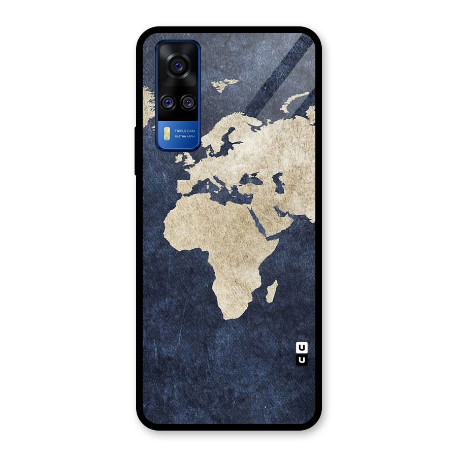 World Map Blue Gold Glass Back Case for Vivo Y31