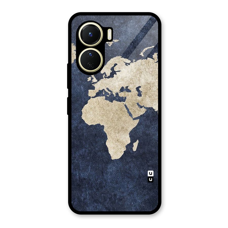 World Map Blue Gold Glass Back Case for Vivo Y56