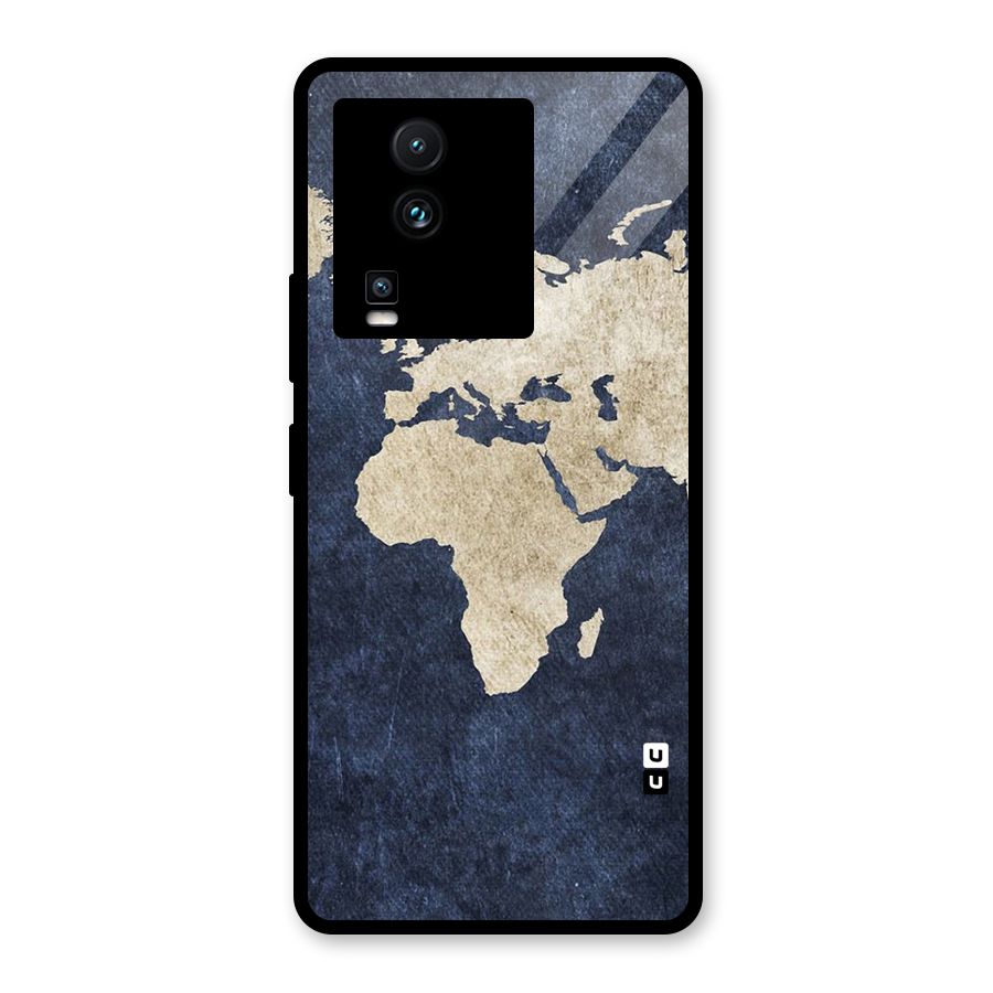 World Map Blue Gold Glass Back Case for Vivo iQOO Neo 7 Pro